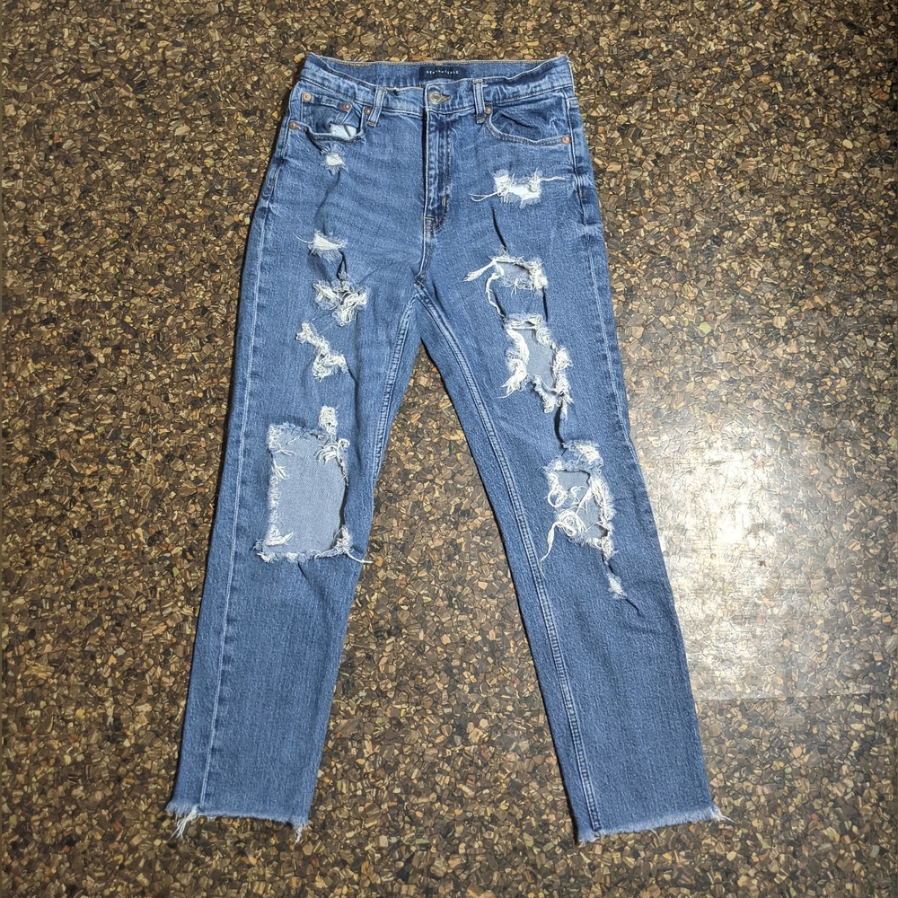 Medium Wash Ripped Mom Style Jeans